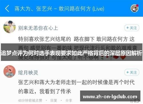追梦点评为何对选手表现要求如此严格背后的深层原因解析